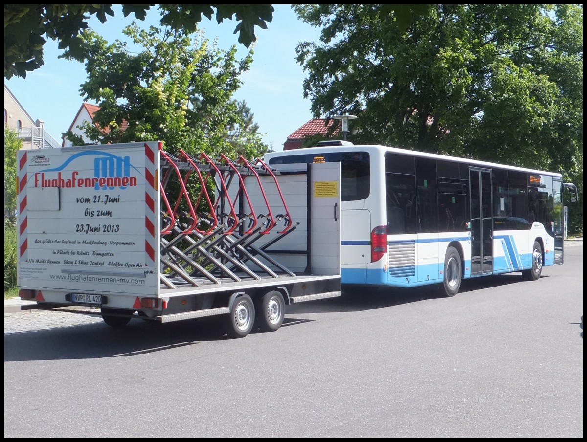 Setra 415 NF mit Hänger der Kraftverkehrsgesellschaft mbH Ribnitz-Damgarten in Ribnitz-Damgarten am 22.07.2013