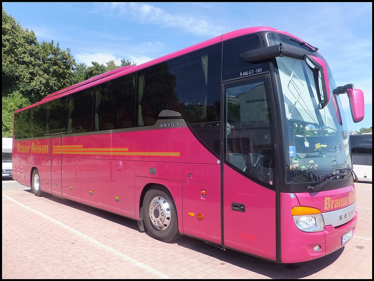 Setra 416 GT-HD von Brauer Reisen aus Deutschland im Stadthafen Sassnitz am 05.08.2013