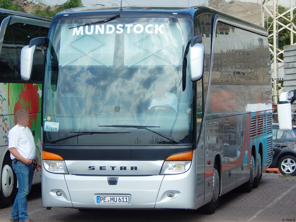 Setra 416 HDH von Mundstock aus Deutschland im Stadthafen Sassnitz am 17.08.2018
