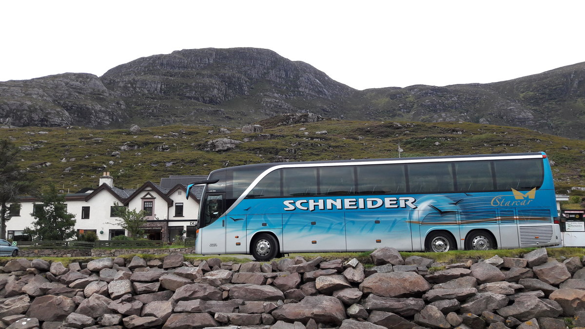 Setra 416 HDH  Starcar  (SO 21950) in Dundonnell, Schottland, Schneider Reisen und Transport AG, Langendorf, Aufgenommen am 1. September 2017