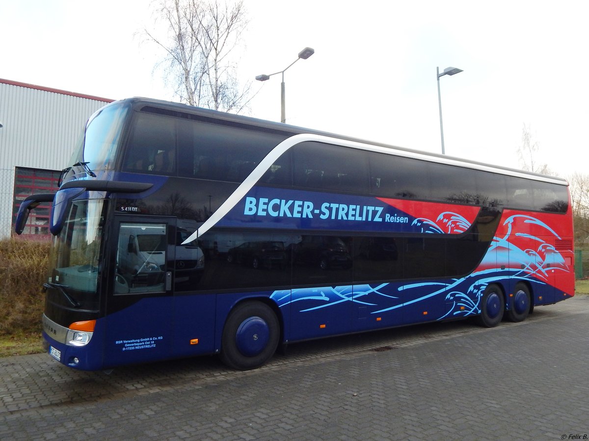 Setra 431 DT von Becker-Strelitz Reisen aus Deutschland in Neubrandenburg am 16.12.2017