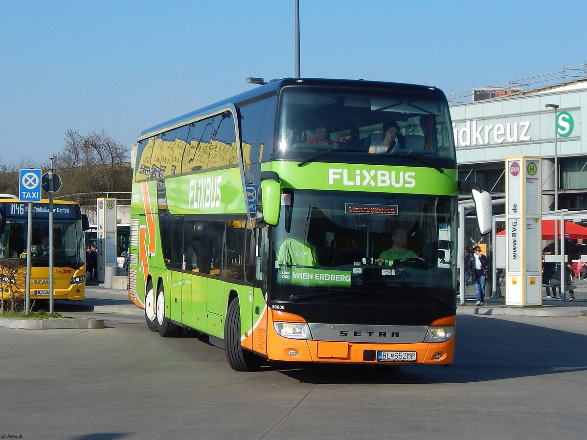 Setra 431 DT von Flixbus/Blaguss aus der Slowakei in Berlin am 30.03.2019