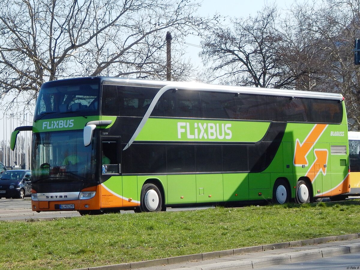 Setra 431 DT von Flixbus/Blaguss aus der Slowakei in Berlin am 30.03.2019