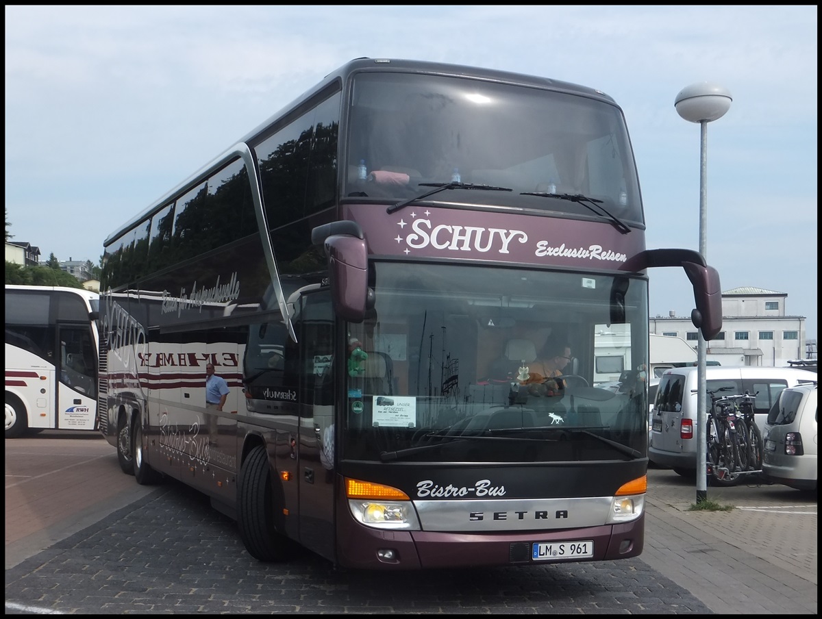 Setra 431 DT von Schuy aus Deutschland im Stadthafen Sassnitz am 17.08.2013