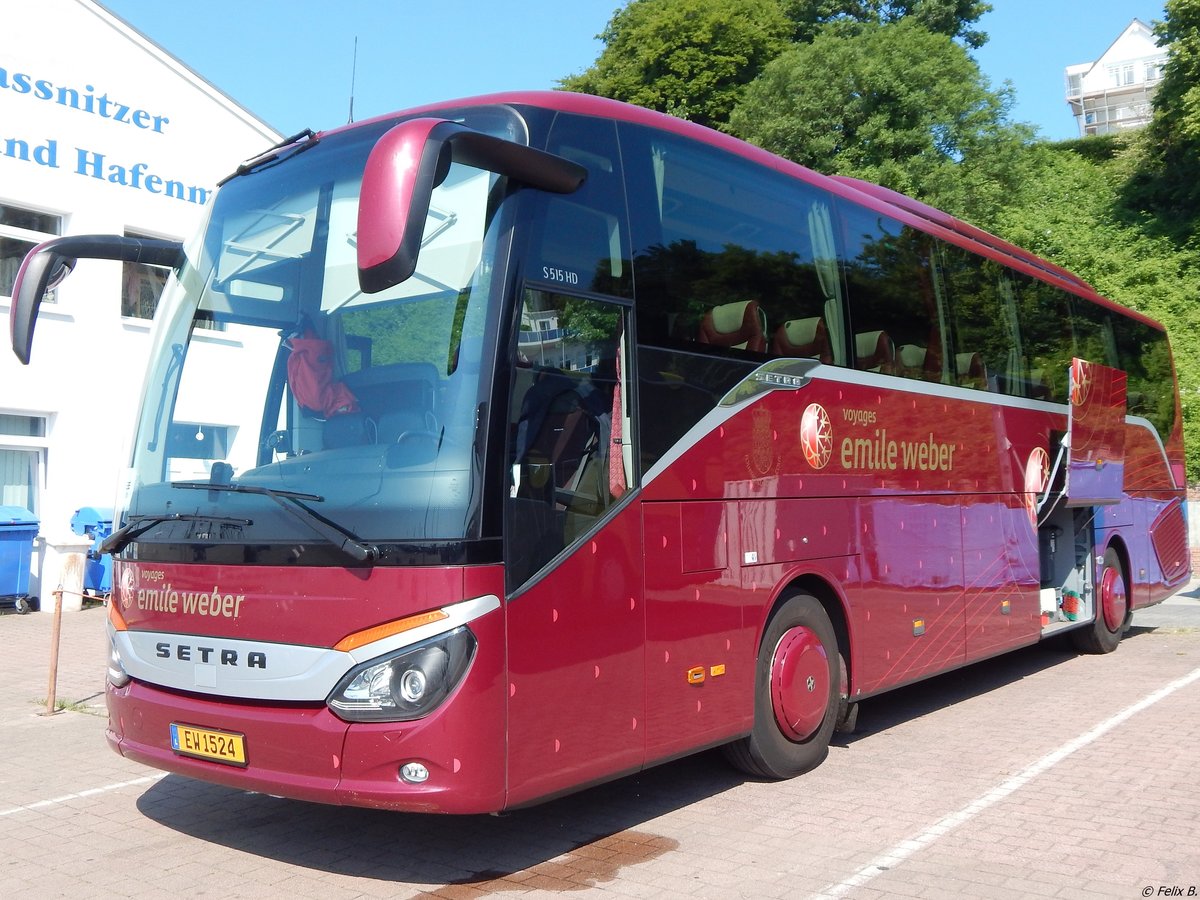 Setra 515 HD von Emile Weber aus Luxemburg im Stadthafen Sassnitz am 04.07.2015