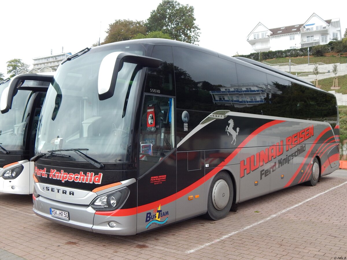 Setra 515 HD von Hunau Reisen-Knipschild aus Deutschland im Stadthafen Sassnitz am 29.09.2019