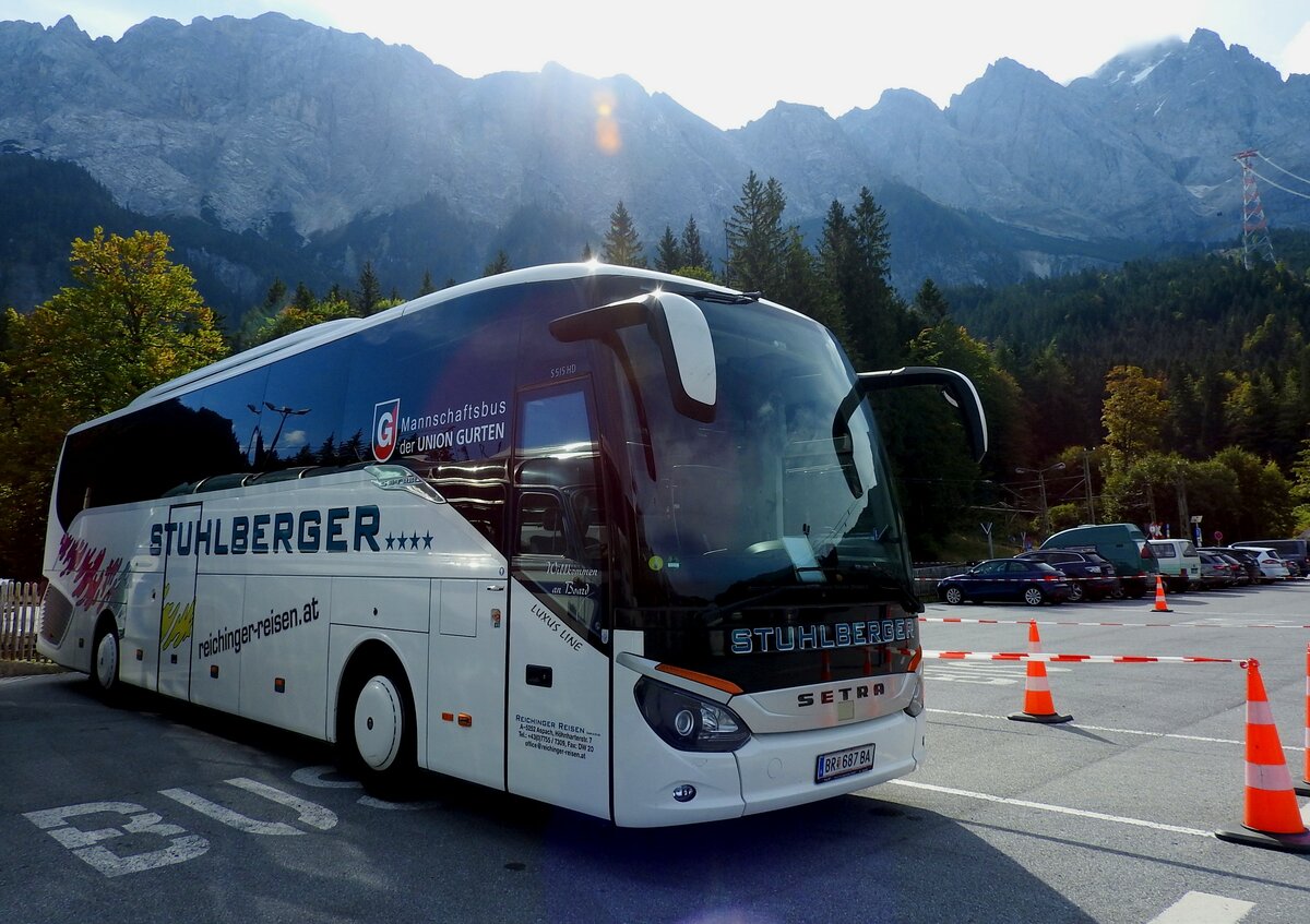 SETRA-515HD (Mannschaftsbus Union Gurten) von Stuhlberger-Reisen am Parkplatz der Zugspitzbahn; 211002