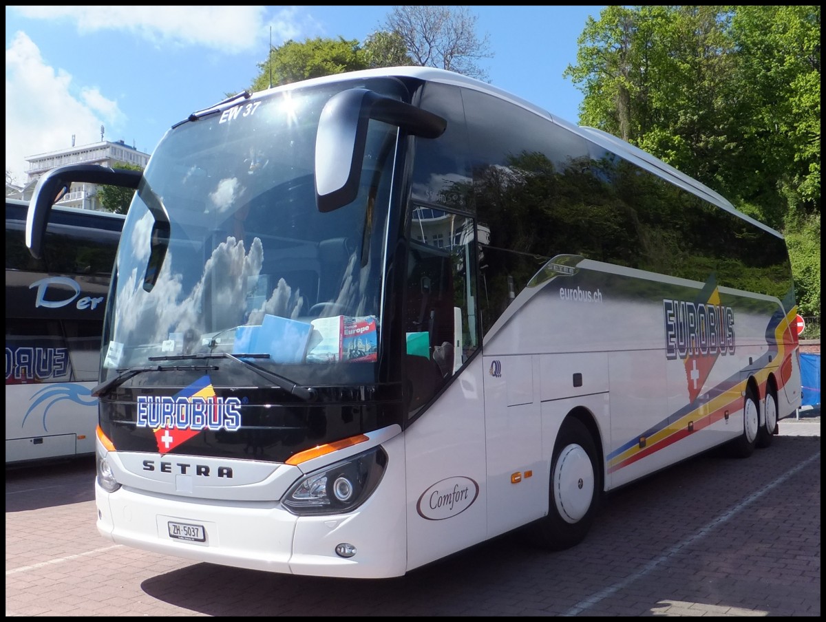 Setra 516 HD von Eurobus aus der Schweiz im Stadthafen Sassnitz am 13.05.2014