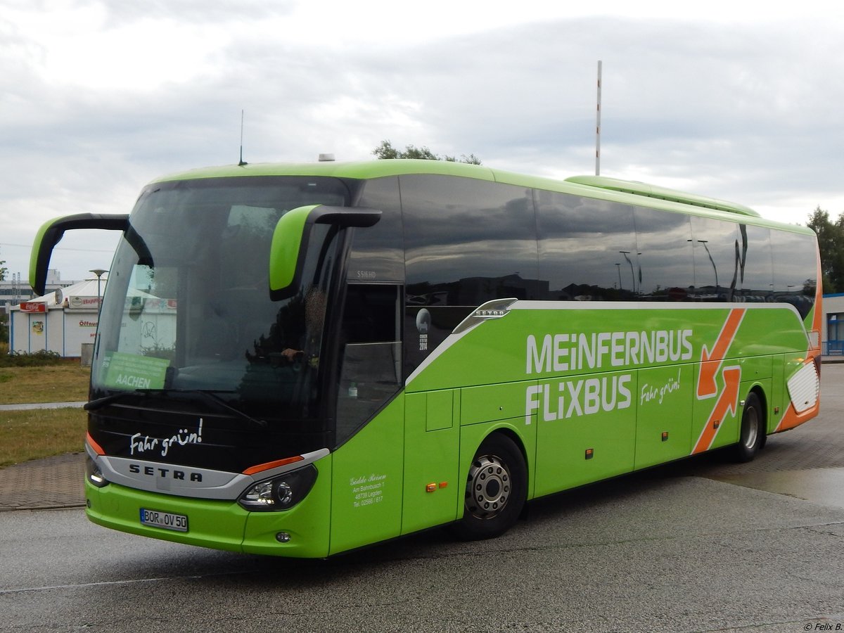 Setra 516 HD von Flixbus/Gödde Reisen aus Deutschland in Rostock am 27.08.2015