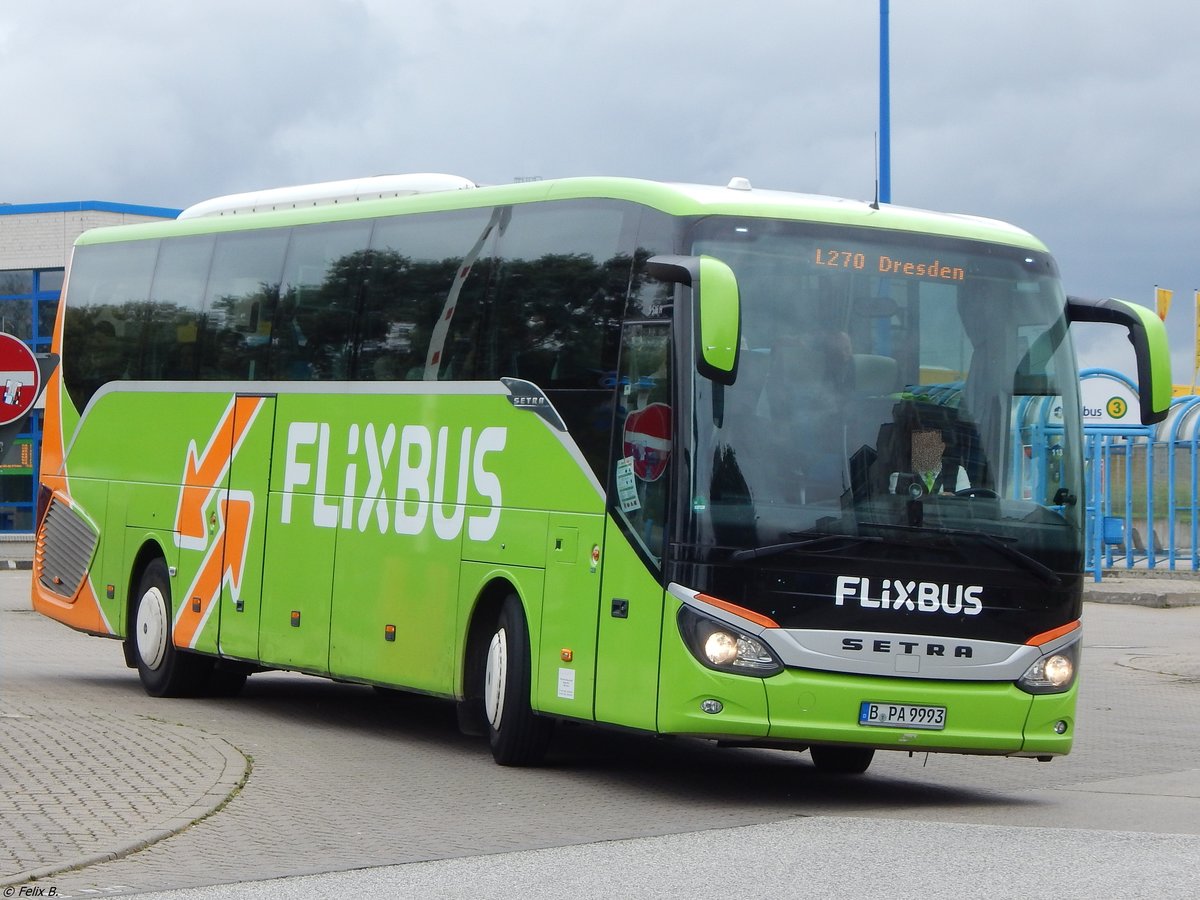 Setra 516 HD von Flixbus/Prima Klima Reisen aus Deutschland in Rostock am 07.09.2017