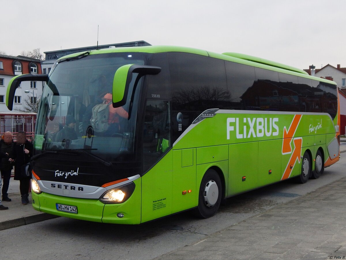 Setra 516 HD von Flixbus/Wricke Touristik aus Deutschland in Neubrandenburg am 16.12.2018