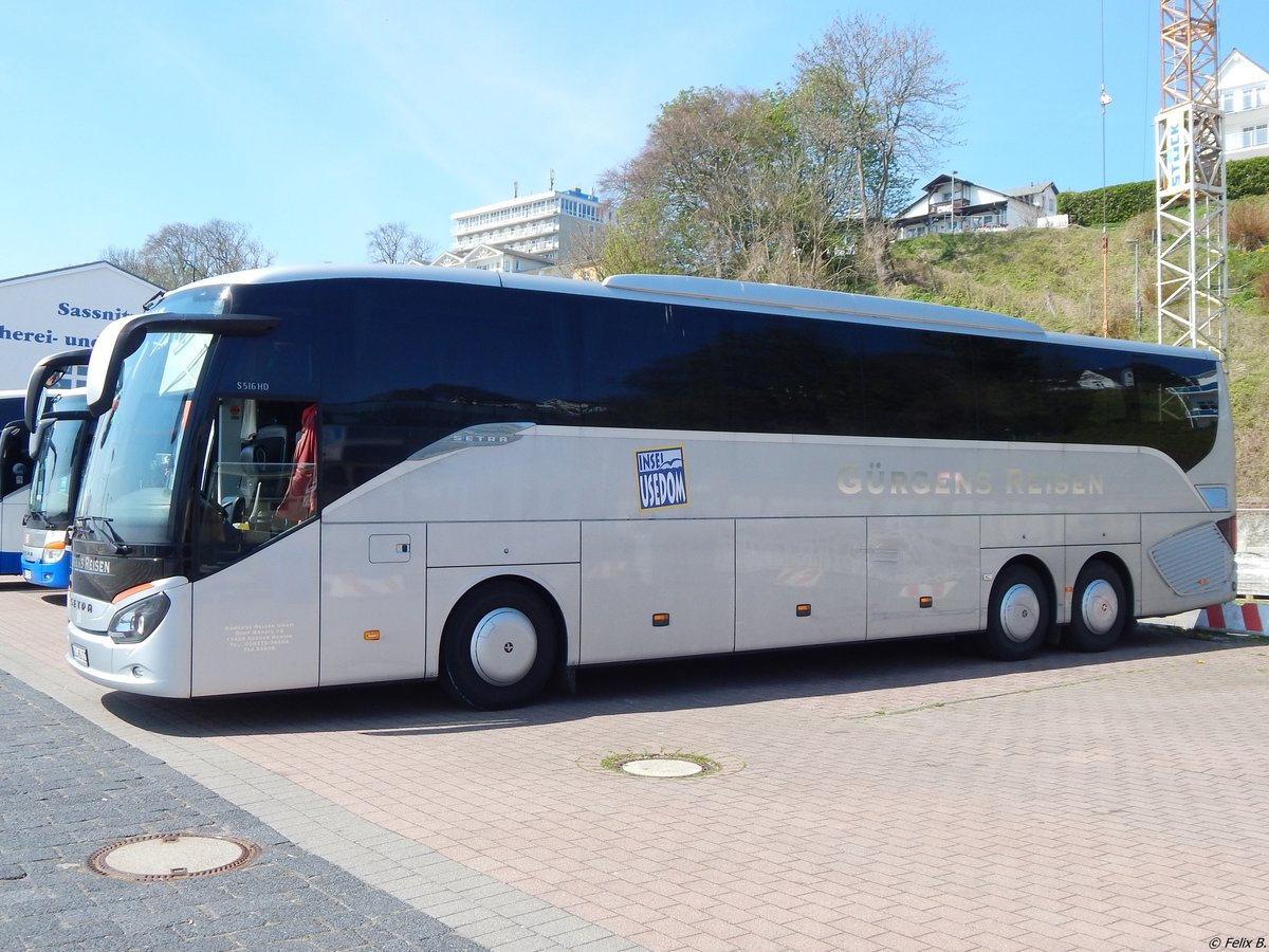 Setra 516 HD von Gürgens Reisen aus Deutschland im Stadthafen Sassnitz am 28.04.2018