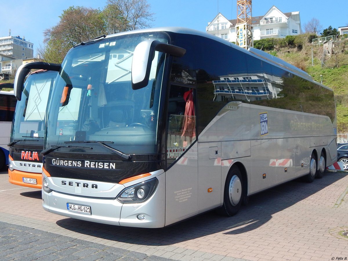 Setra 516 HD von Gürgens Reisen aus Deutschland im Stadthafen Sassnitz am 28.04.2018