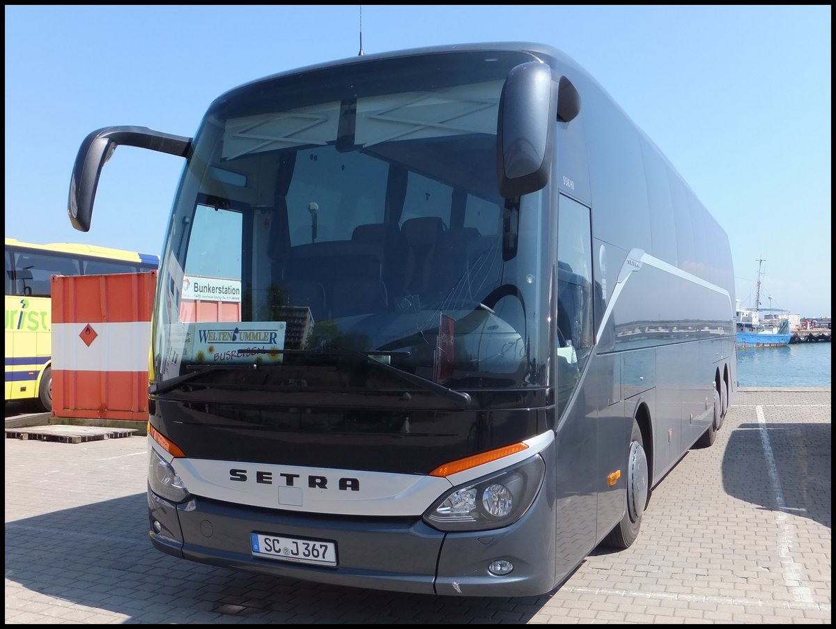 Setra 516 HD von Sollner aus Deutschland im Stadthafen Sassnitz am 20.05.2014