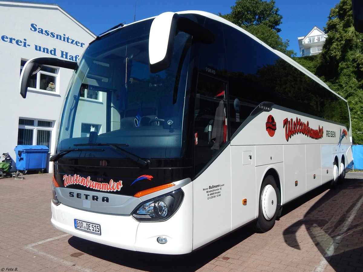Setra 516 HD von Werner Bußmann GmbH aus Deutschland im Stadthafen Sassnitz am 13.08.2015