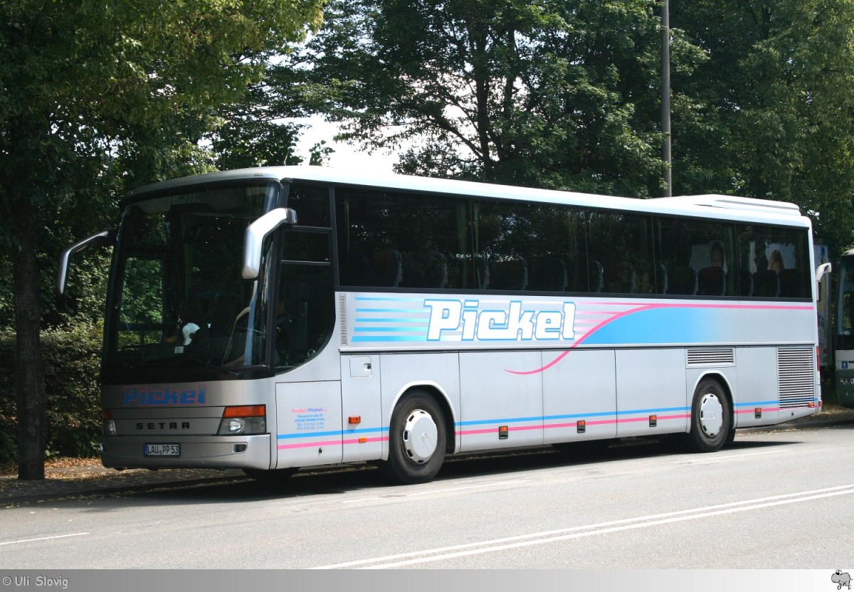 Setra S 315 GT-HD  Omnibus Pickel GmbH . Aufgenommen am 12. Juli 2014 auf den Busparkplatz für das Samba Festival in Coburg.