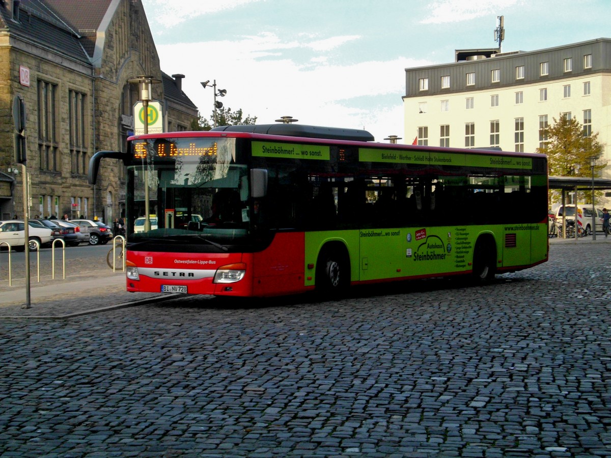 Setra S 400er-Serie NF (Multi Class) auf der Linie 59 nach Bahnhof Gütersloh am Hauptbahnhof Bielefeld.(28.10.2014) 
