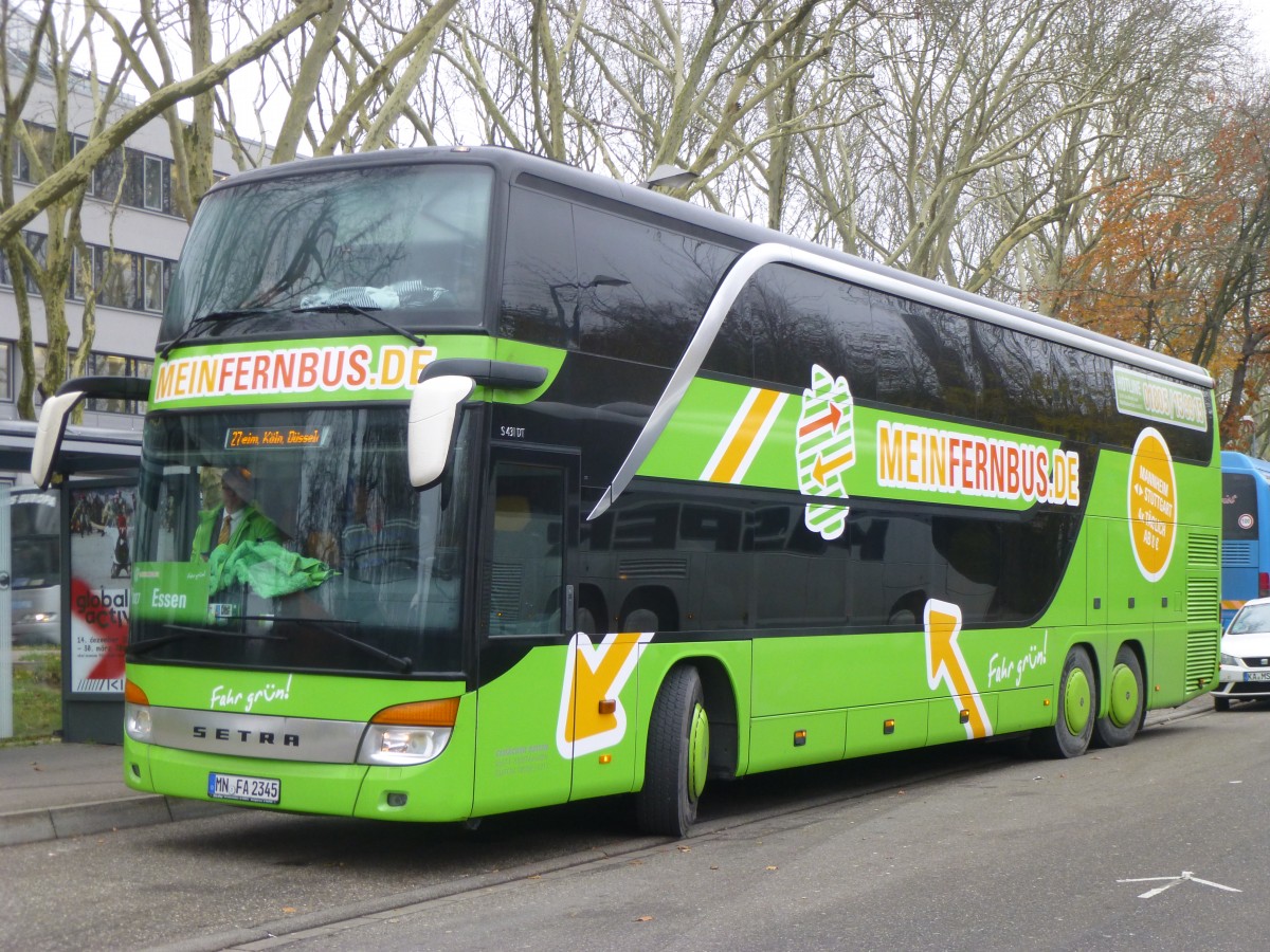 Setra S 431 DT  Mein Fernbus - Schächer , Karlsruhe HBf/ZOB 13.12.2013