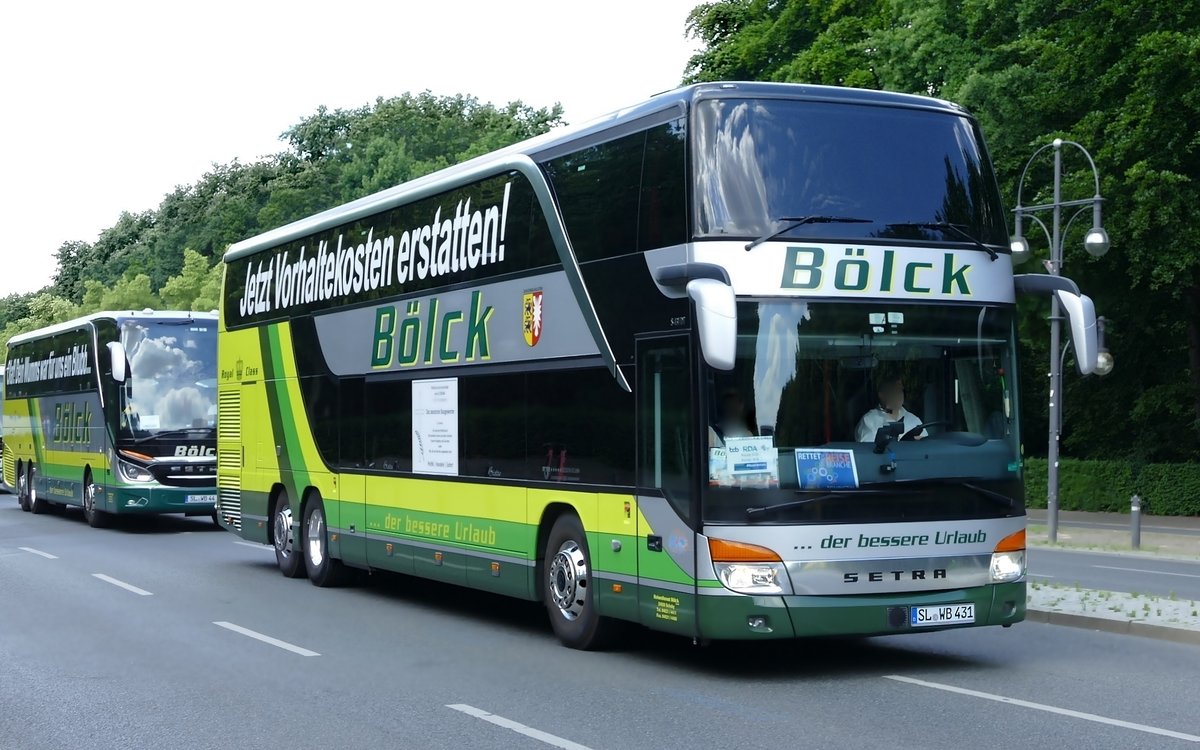 Setra S 431 DT vom Reisedienst Bölck. Berlin, Busdemo im Juni 2020. (busretten)