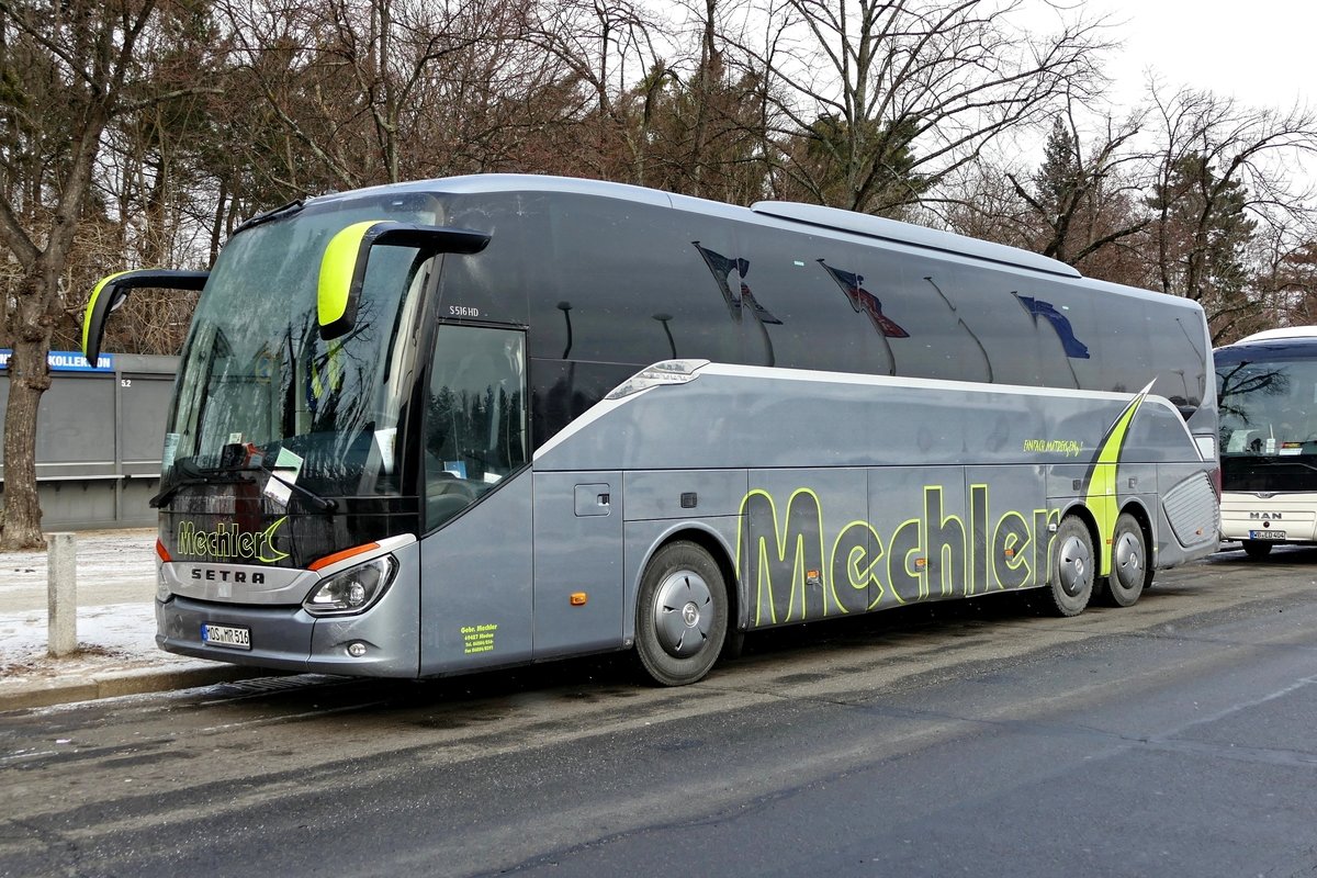 Setra S 516 HD von 'Gebrüder Mechler Reisen'. Zur Grünen Woche in Berlin /Olympischer Platz im Januar 2019. (Grüne Woche)