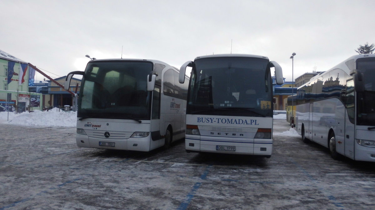 Setra S315 HD und Mercedes Travego am 11.01.2017 in Liberec