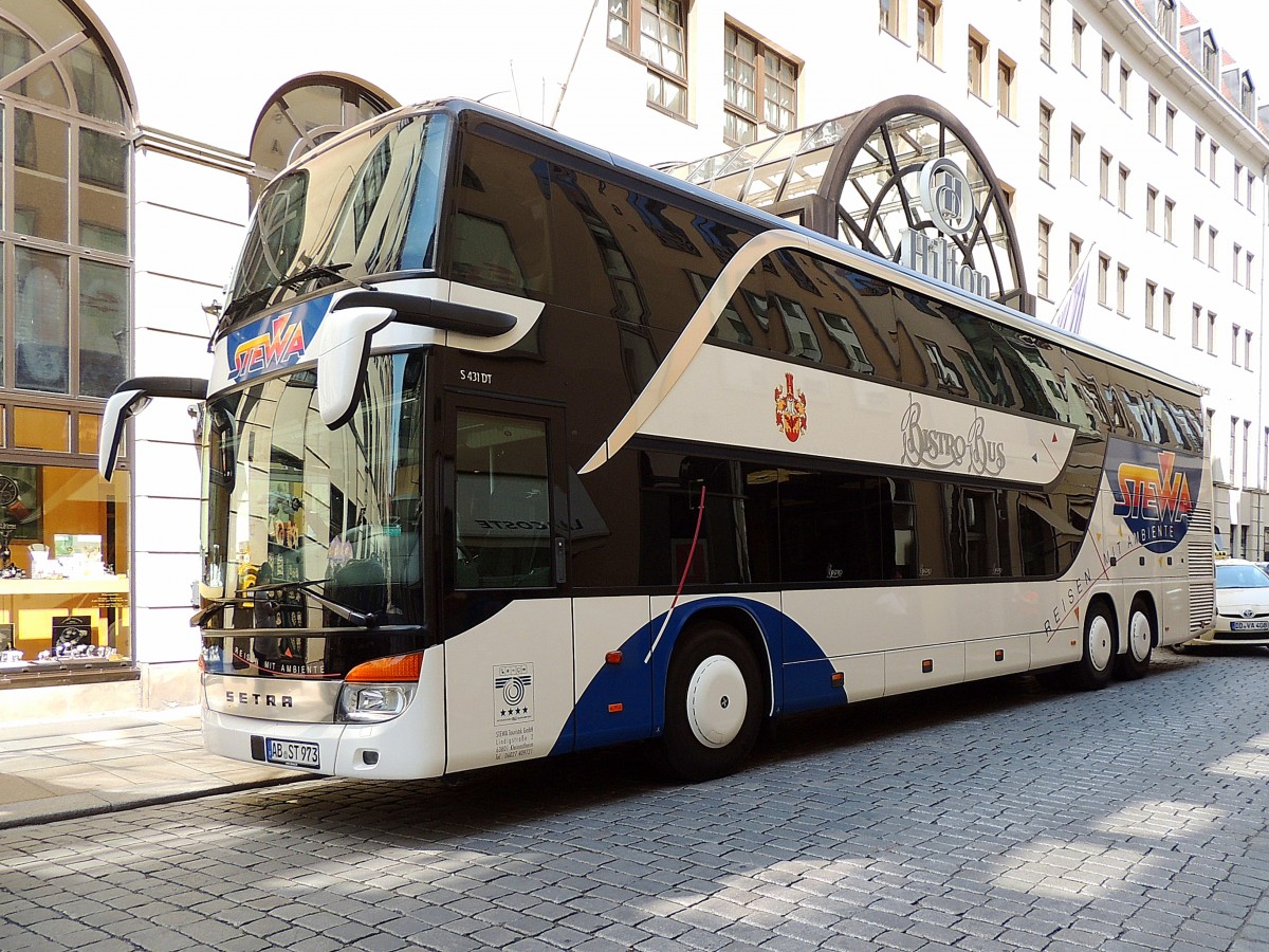 SETRA S431DT; Bistro-BUS von STEWA, parkt vorm HILTON in Dresden; 140610