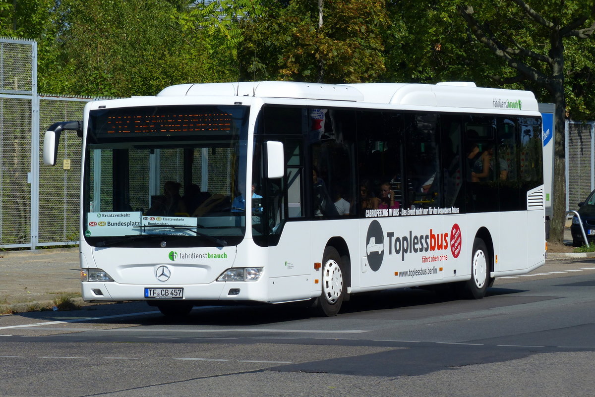 SEV Berlin [Archiv Aug. 2015] mit Mercedes-Benz MB Citaro O530 LE, TF-CB 457, 'fahrdienstbrauch'. SEV Berlin im August 2015.