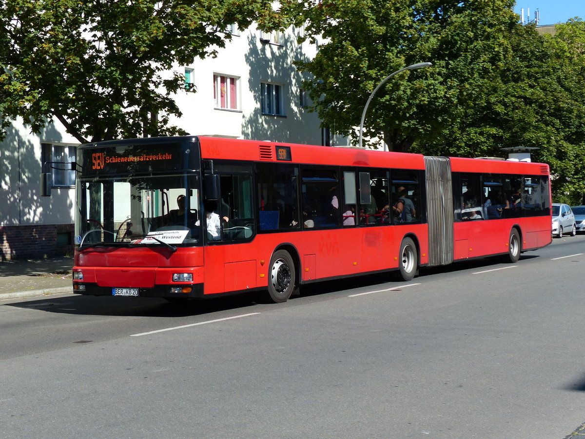 SEV -Ersatzverkehre S41 / S42 (Ring), ein MAN NG, BER-KB 20, vom omnibusbetrieb Karsten Brust,  Berlin im Aug. 2016.