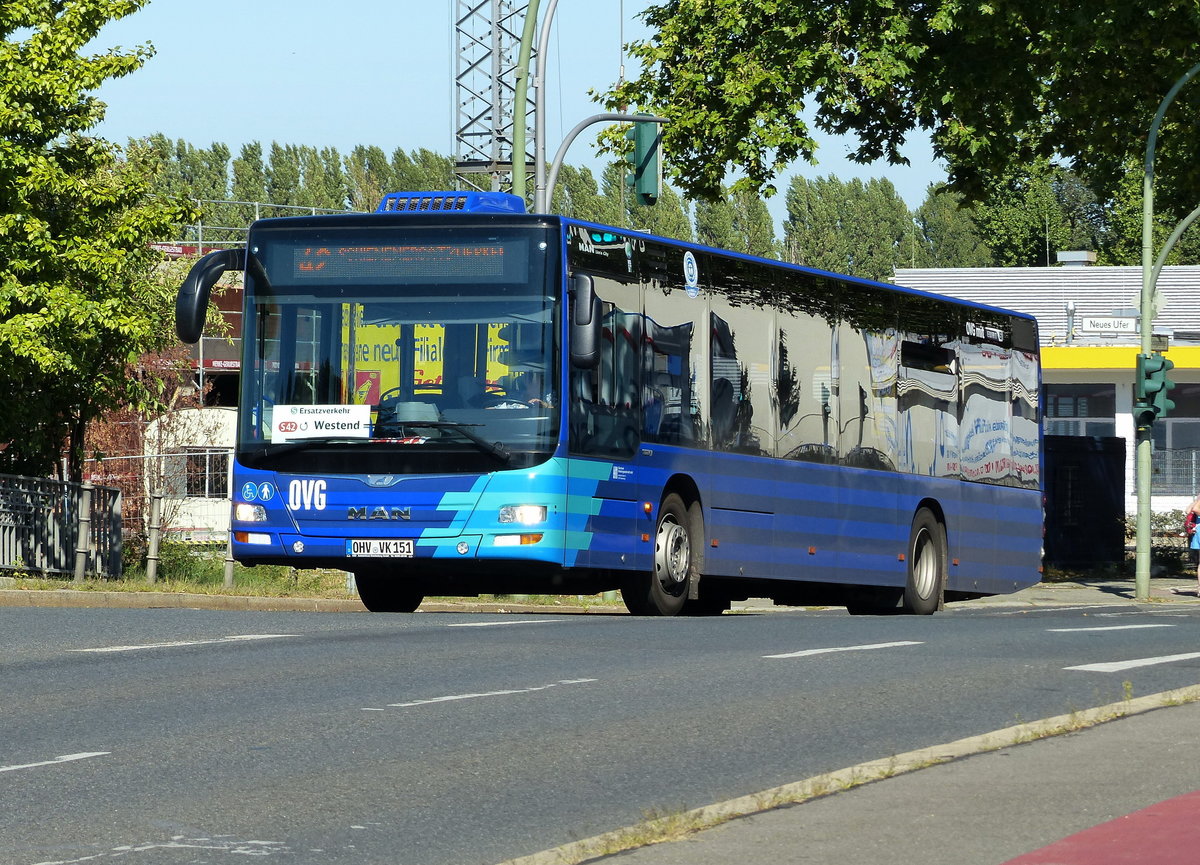 SEV -Ersatzverkehre S41 /S42 Ring, ein MAN Lion's City der OVG, OHV-VK 151. Berlin im Aug. 2016