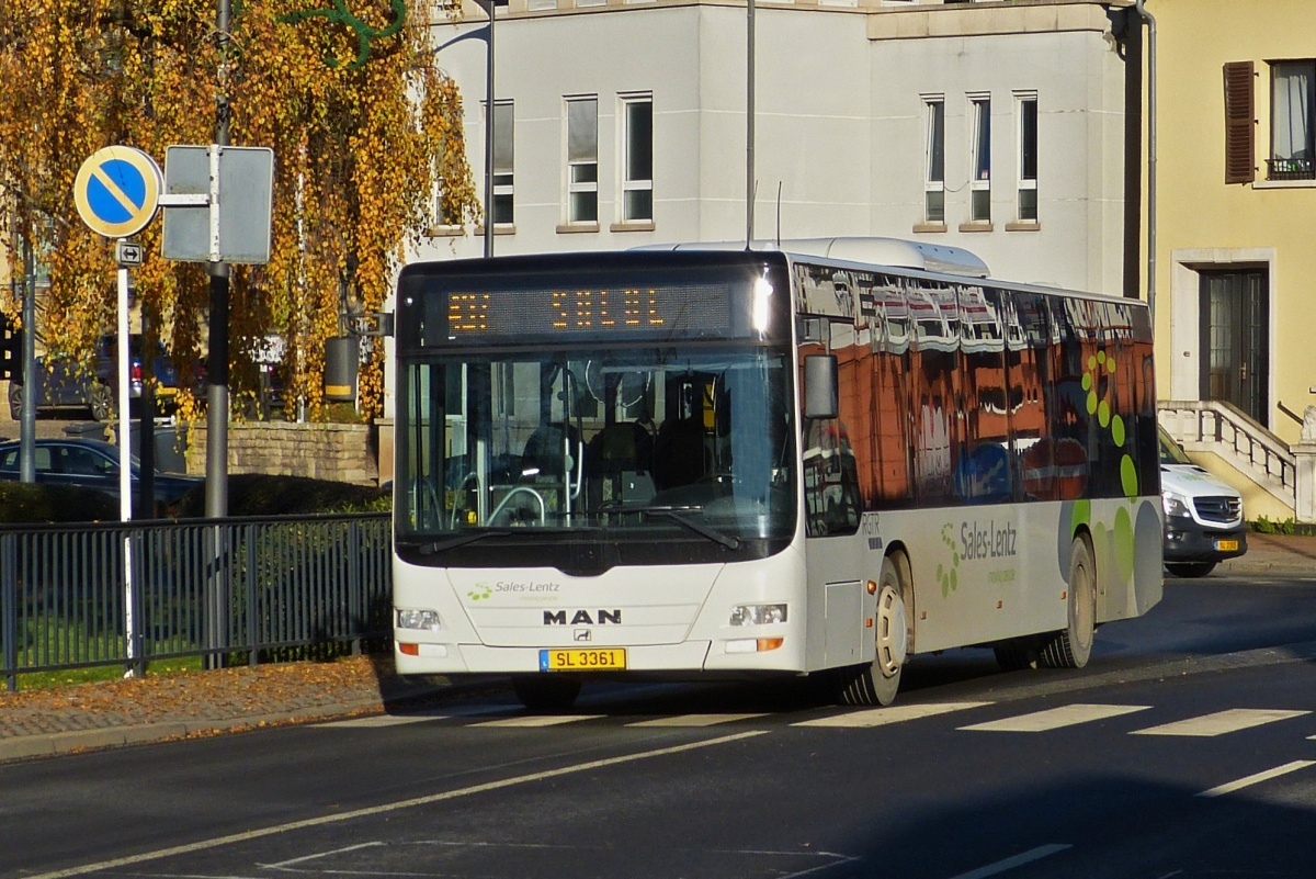 SL 3361, MAN Lion’s City von Sales Lentz, aufgenommen in Mersch. 04.12.2019