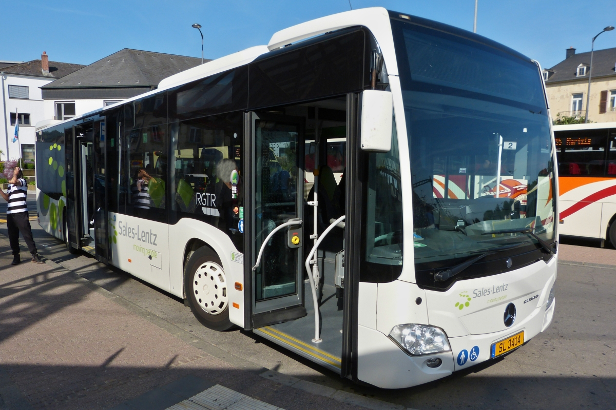 SL 3414, Mercedes Benz Citaro von Sales Lentz, am Busbahnhof in Mersch. 10.07.2019