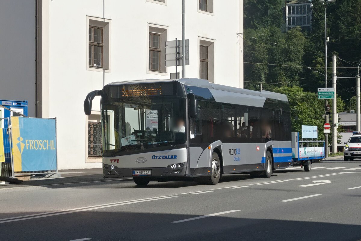 Solaris Urbino von Ötztaler (IM-OVG34) als Shuttle Crankworx in Innsbruck, Leopoldstraße. Aufgenommen 18.6.2022.
