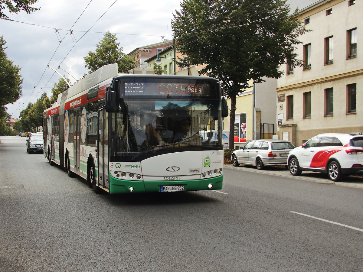 Solaris Urbino Trollino 18 Duo der Barnimer Busgesellschaft in Eberswalde am 15. August 2018.