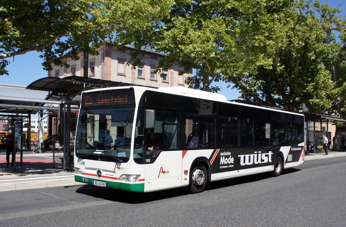 Stadtbus Aschaffenburg / Verkehrsgemeinschaft am Bayerischen Untermain (VAB): Mercedes-Benz Citaro Facelift der Stadtwerke Aschaffenburg Verkehrs-GmbH (STWAB), aufgenommen Anfang Juli 2018 am Hauptbahnhof in Aschaffenburg.