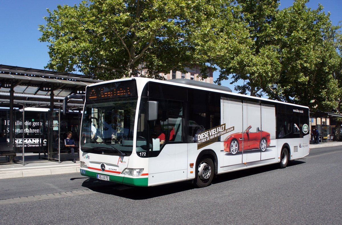 Stadtbus Aschaffenburg / Verkehrsgemeinschaft am Bayerischen Untermain (VAB): Mercedes-Benz Citaro Facelift der Stadtwerke Aschaffenburg Verkehrs-GmbH (STWAB), aufgenommen Anfang Juli 2018 am Hauptbahnhof in Aschaffenburg.