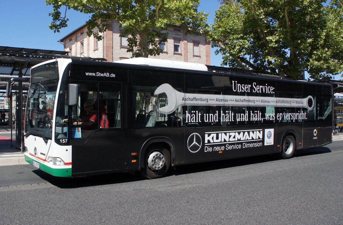 Stadtbus Aschaffenburg / Verkehrsgemeinschaft am Bayerischen Untermain (VAB): Mercedes-Benz Citaro der Stadtwerke Aschaffenburg Verkehrs-GmbH (STWAB), aufgenommen Anfang Juli 2018 am Hauptbahnhof in Aschaffenburg.