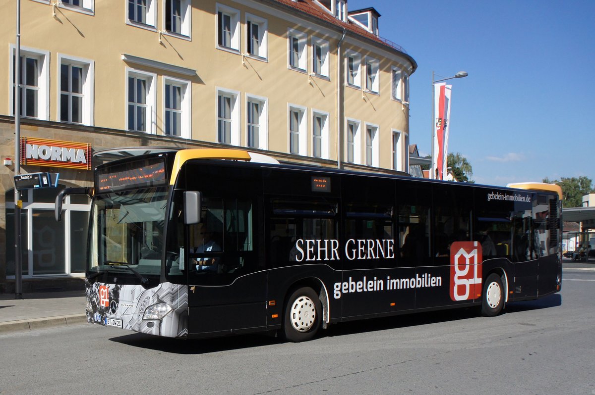 Stadtbus Bayreuth / Bus Bayreuth / Verkehrsverbund Großraum Nürnberg (VGN): Mercedes-Benz Citaro C2 der Stadtwerke Bayreuth Holding GmbH, aufgenommen im Juli 2018 im Stadtgebiet von Bayreuth.