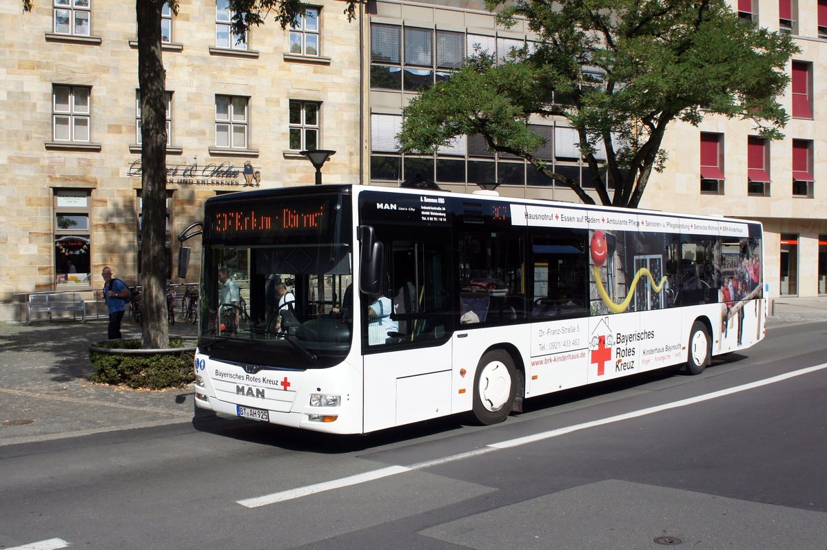 Stadtbus Bayreuth / Bus Bayreuth / Verkehrsverbund Großraum Nürnberg (VGN): MAN Lion's City von Hammon Reisen / Siegfried Hammon OHG, aufgenommen im Juli 2018 im Stadtgebiet von Bayreuth.