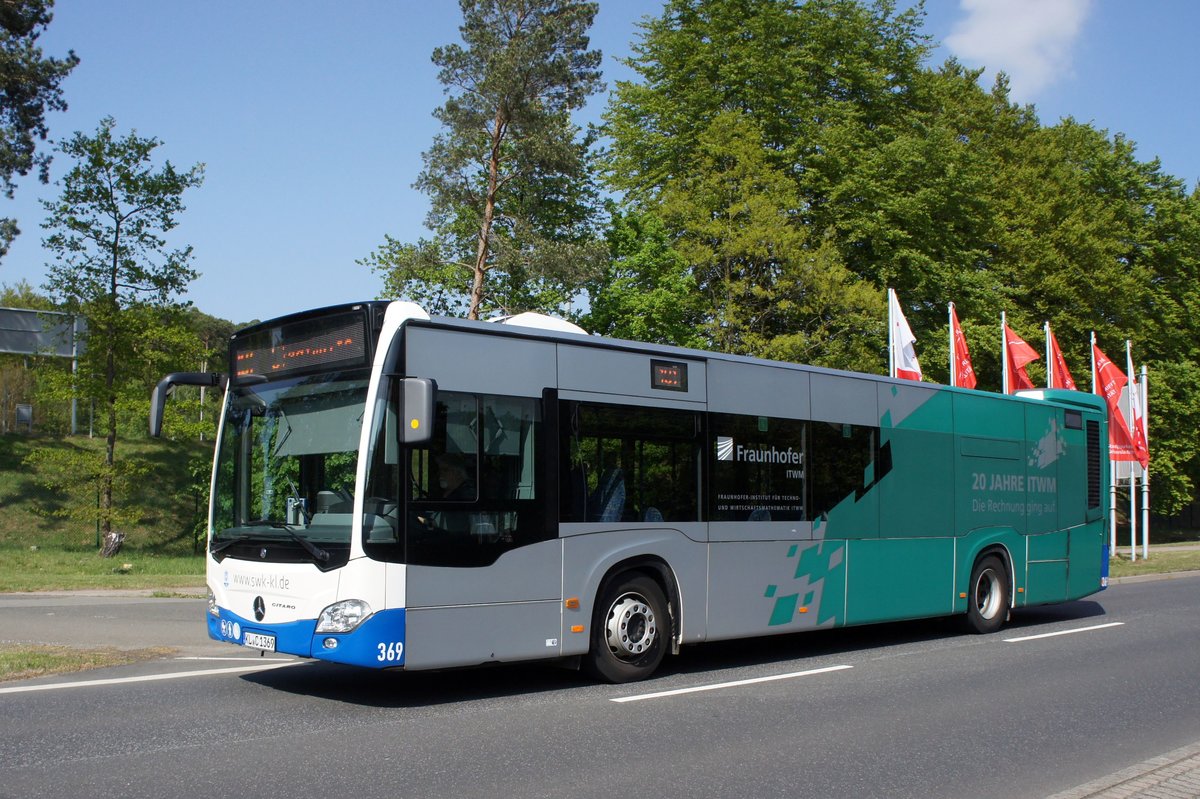 Stadtbus Kaiserslautern: Mercedes-Benz Citaro C2 der SWK - Stadtwerke Kaiserslautern GmbH, aufgenommen im Mai 2018 im Stadtgebiet von Kaiserslautern.