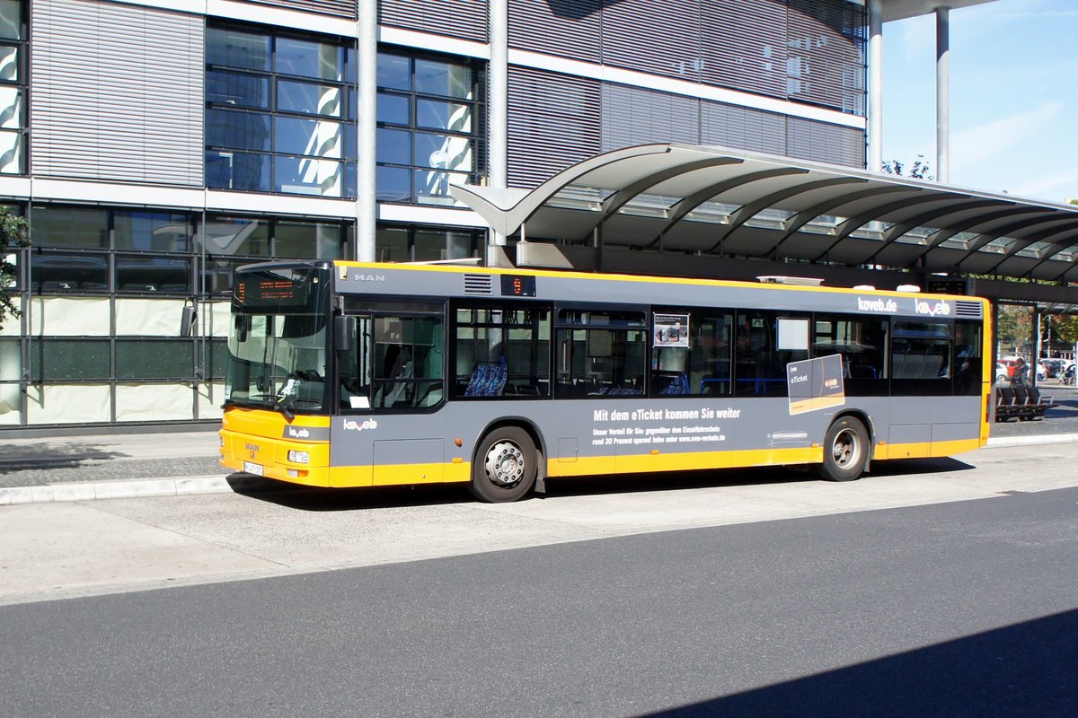 Stadtbus Koblenz: MAN NL der Koblenzer Verkehrsbetriebe GmbH (koveb), aufgenommen im September 2020 am Hauptbahnhof in Koblenz.
