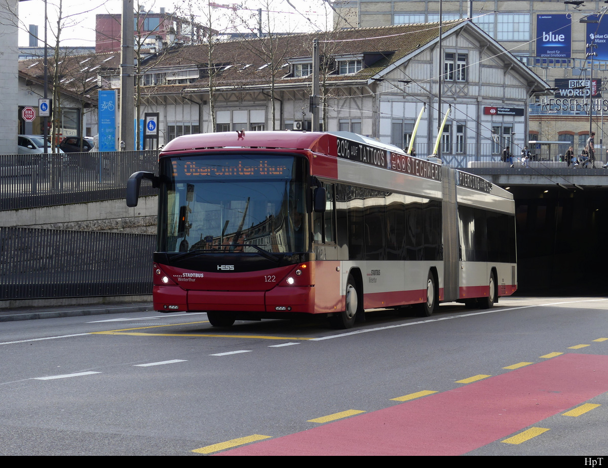 Stadtbus Winterthur - Hess Trolleybus Nr.122 unterwegs in Winterthur am 05.02.2021