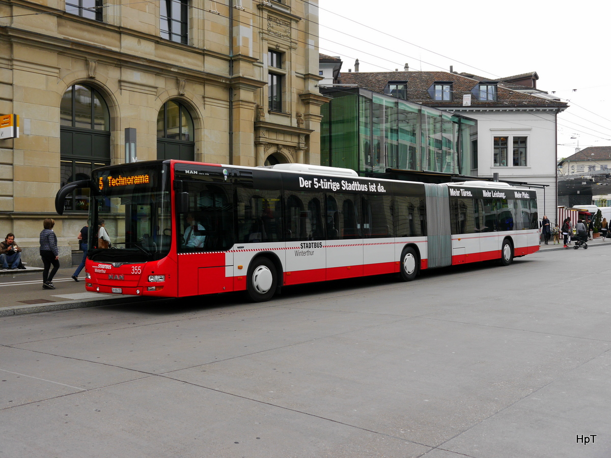 Stadtbus Winterthur - MAN Lion`s City  Nr.355  ZH  886355 unterwegs auf der Linie 5 in Winterthur am 11.05.2016