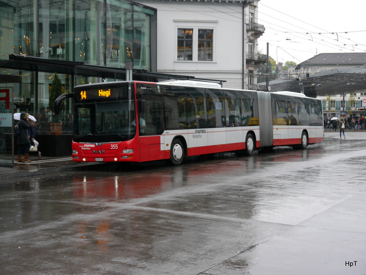 Stadtbus Winterthur - MAN Lion`s City Nr.355  ZH 886355 unterwegs auf der Linie 14 in Winterthur am 25.10.2016