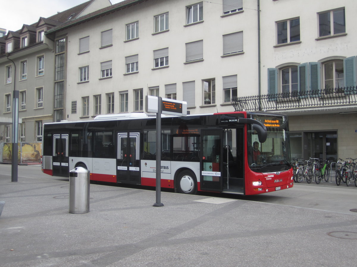 Stadtbus Winterthur Nr. 232 (MAN A21 Lion's City) am 30.1.2019 beim Hauptbahnhof. 