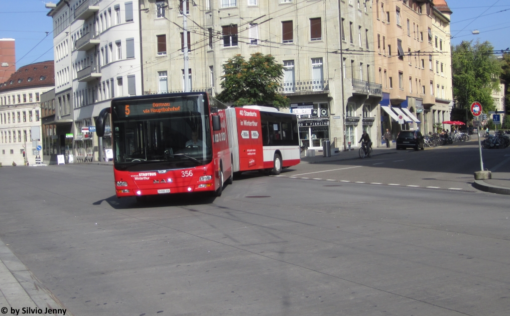 Stadtbus Winterthur Nr. 356 (MAN A40 Lion's City GL) am 22.9.2016 beim Hauptbahnhof