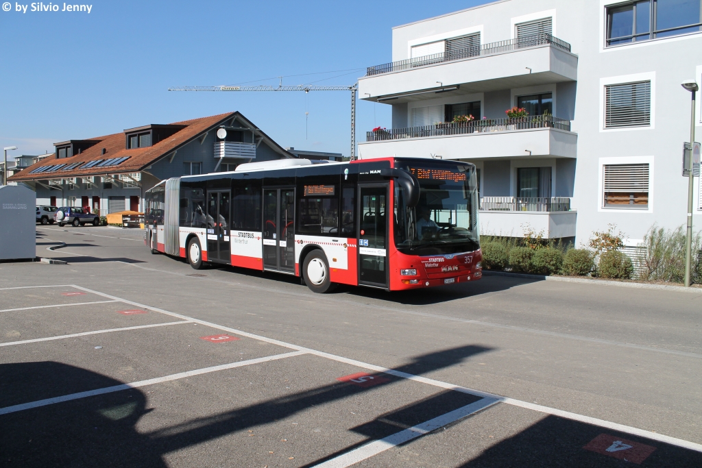 Stadtbus Winterthur Nr. 357 (MAN A40 Lion's City GL) am 30.9.2016 beim Bhf. Wülflingen