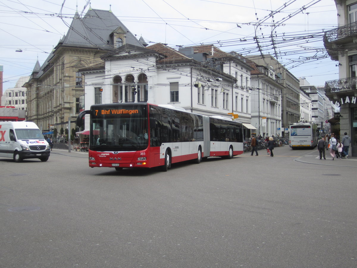 Stadtbus Winterthur Nr. 365 (MAN A40 Lion's City GL) am 16.4.2019 beim Hauptbahnhof