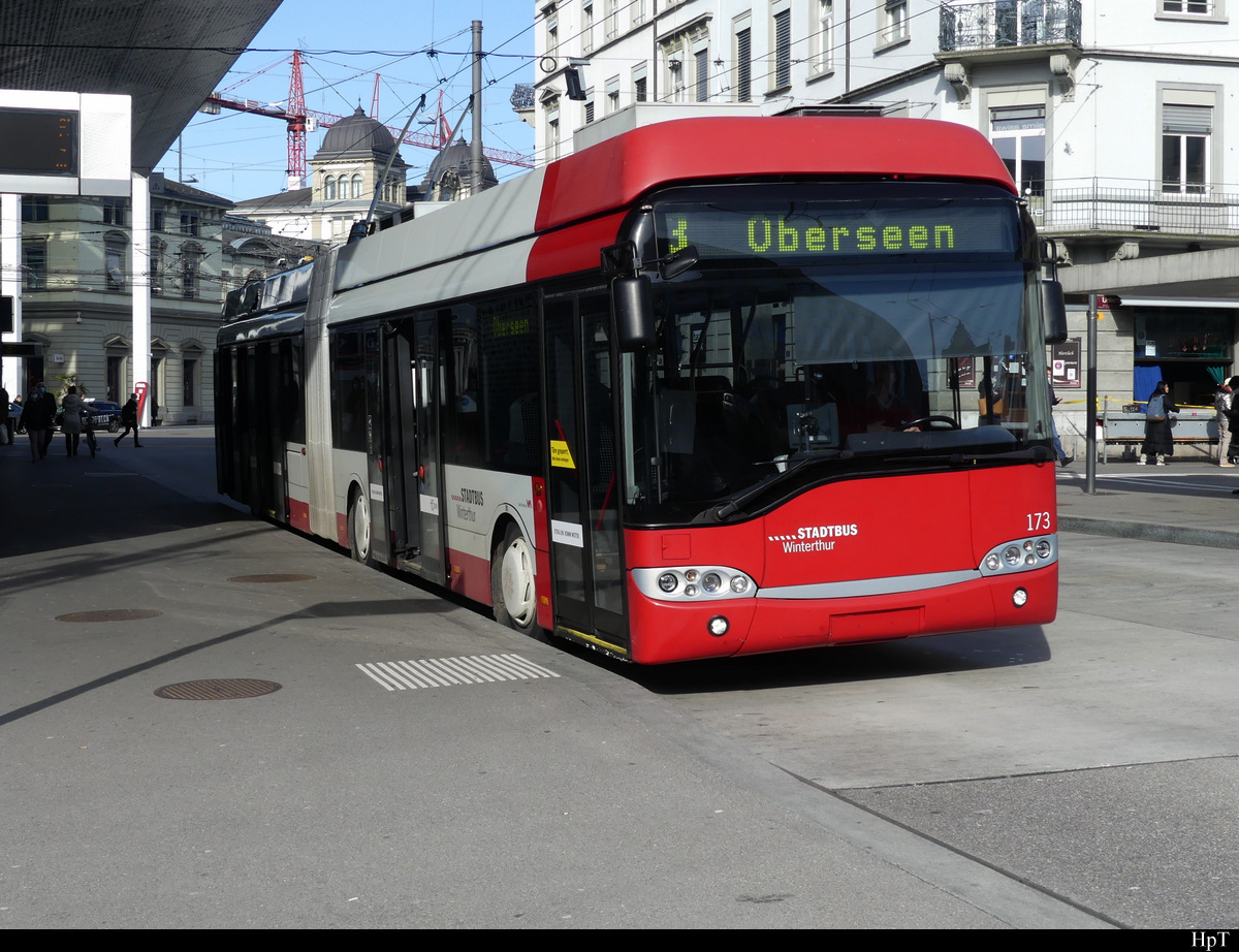 Stadtbus Winterthur - Solaris Trolleybus Nr.173 unterwegs in Winterthur am 05.02.2021