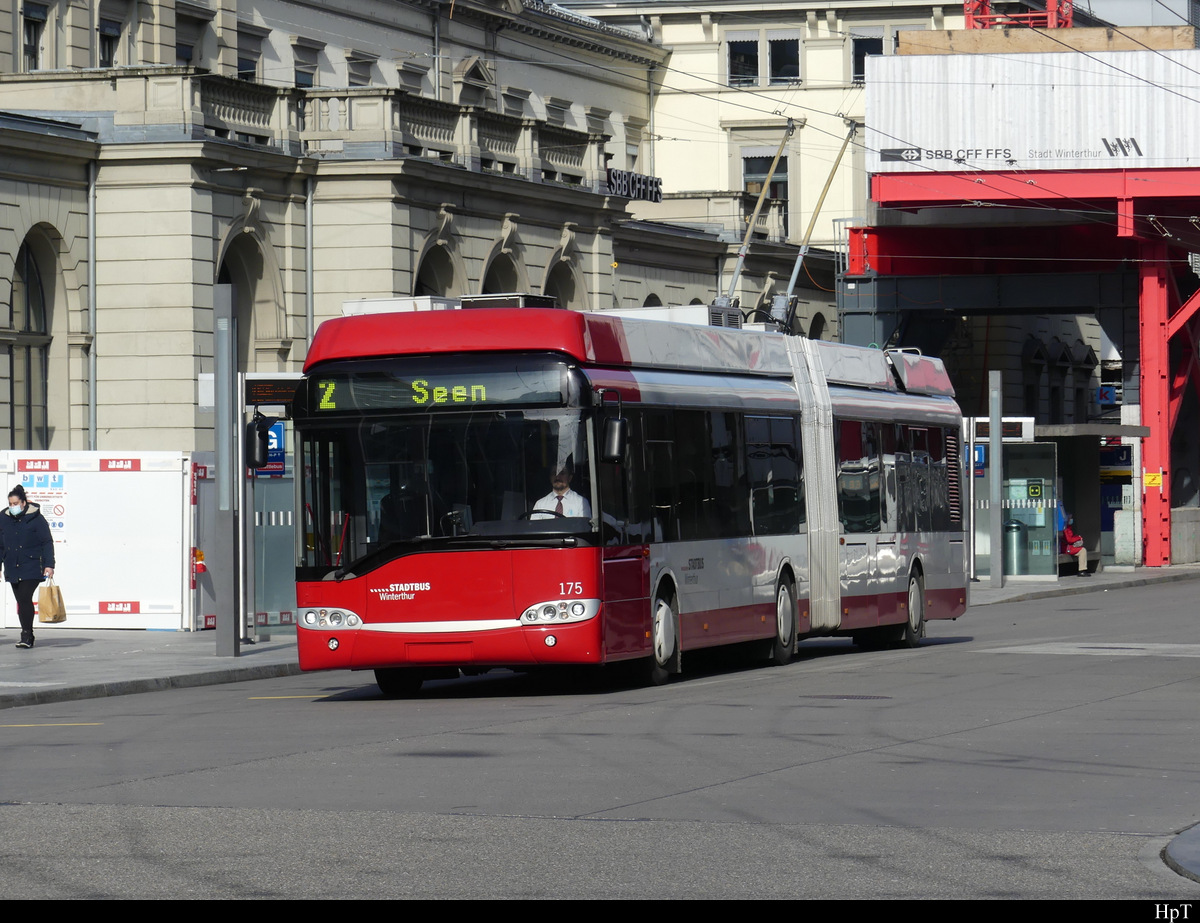 Stadtbus Winterthur - Solaris Trolleybus Nr.175 unterwegs in Winterthur am 05.02.2021