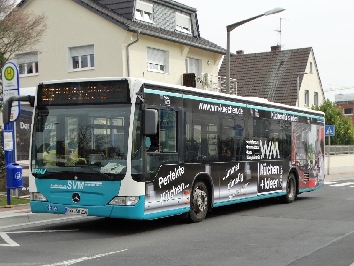 Stadtverkehr Maintal Mercedes Benz Citaro 1 Facelift am 15.03.17 in Hochstadt auf der Linie 25 mit neuer Vollwerbung 